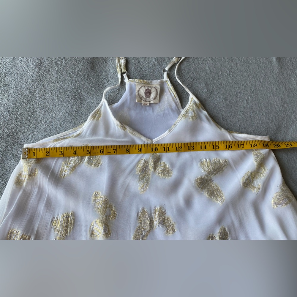 Muche + Muchette White Gold Butterfly Slip Dress Midi Chiffon Fairycore one size - Picture 13 of 16